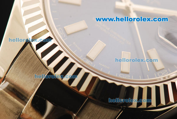 Rolex Datejust II Swiss ETA 2836 Automatic Movement Full Steel with Blue Dial and White Stick Markers - Click Image to Close
